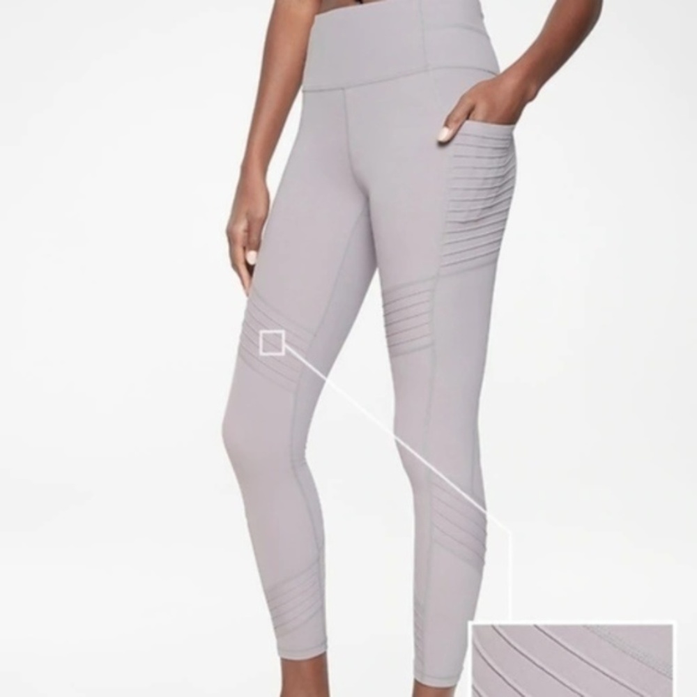 SOLD! EUC Athleta Purple Stash Pocket Moto Legging